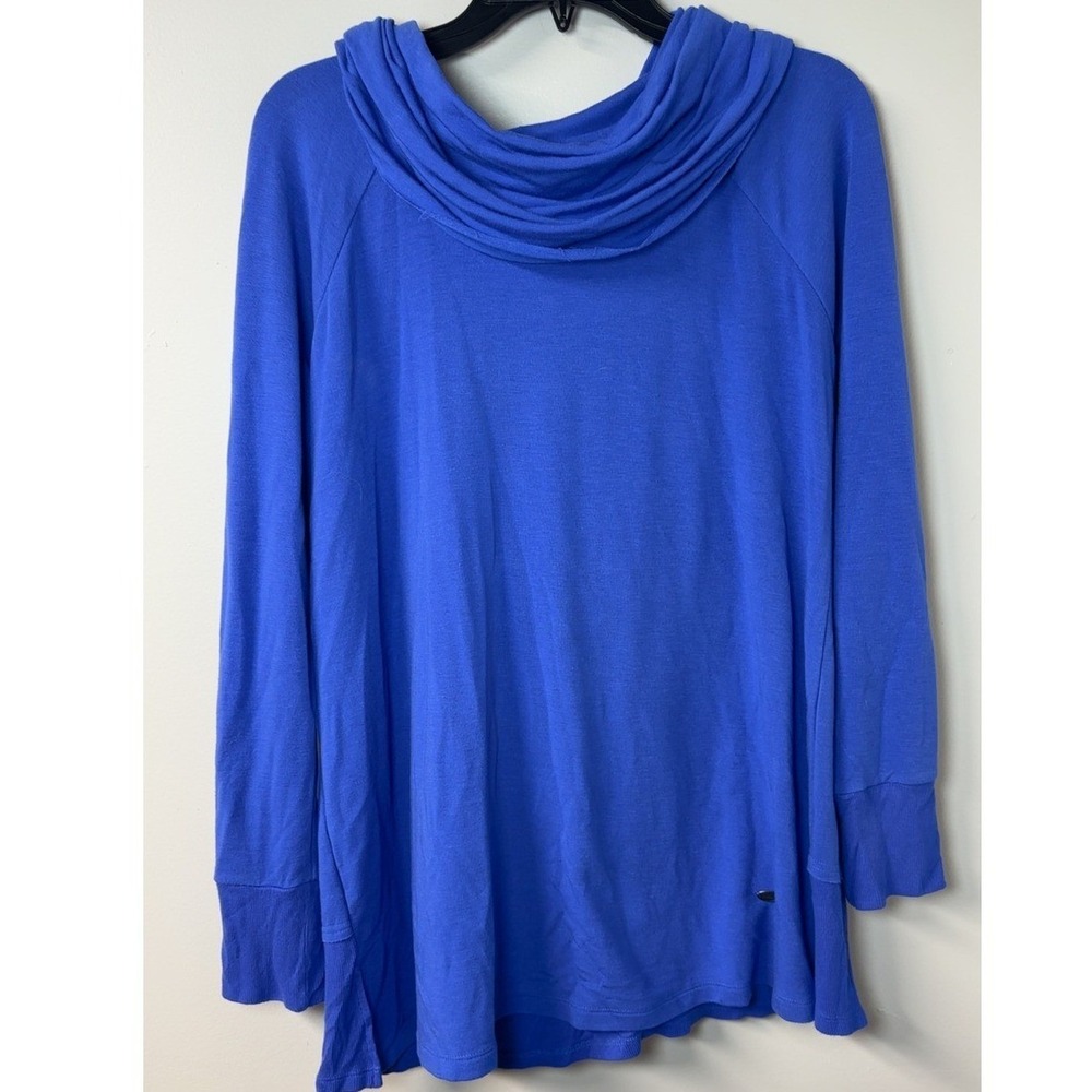 Cupio | Womens Royal Blue Cowl Neck LS Asymmetrical Hem Top | Size Large
